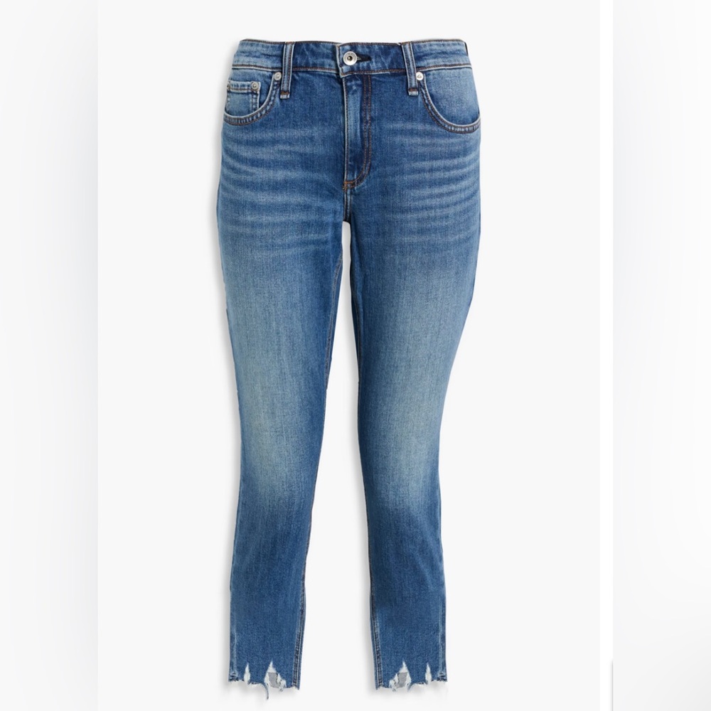 Rag and Bone light wash skinny jeans.